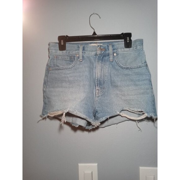 Madewell The Perfect Jean Short High Rise Raw Hem Size 27 Blue Denim - Picture 1 of 9